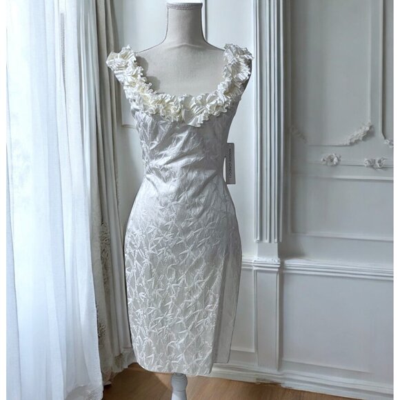 Maggy London White Bridgerton‎ Style Romantic Bridal Dress NWT Size 8 - Picture 1 of 14